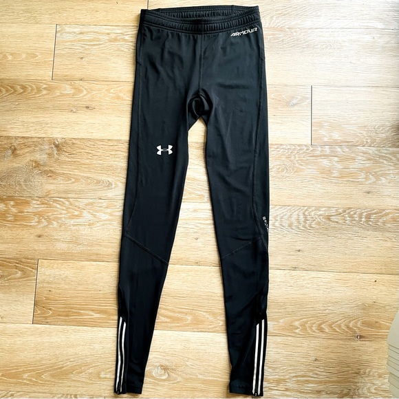 Under Armour Pants - Under Armour Women's Compression Black Tights Zip Bottom Leg and Pocket Size M